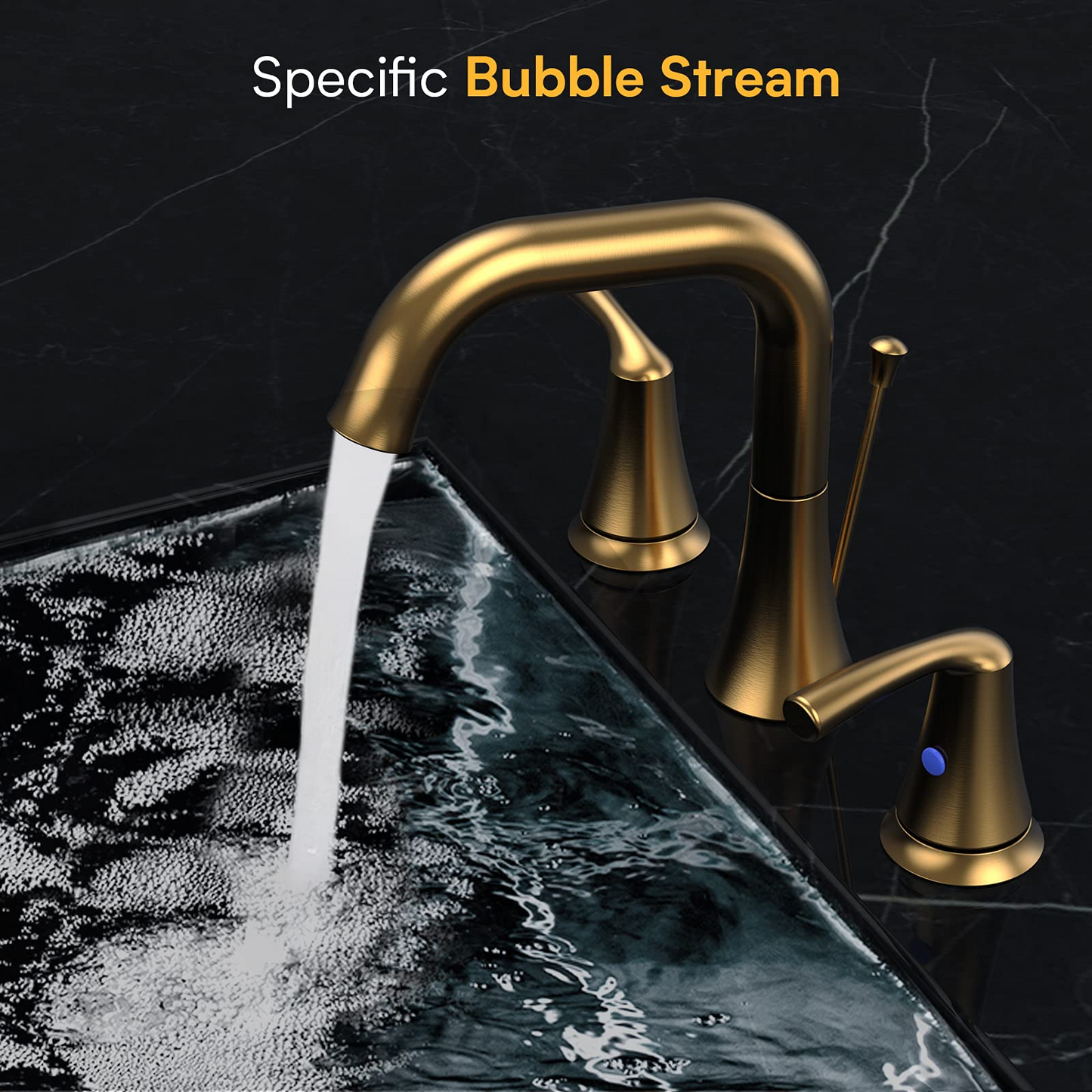 AvaMalis A|M Aquae 3 Hole Faucet 2-Handle 3-Hole, Brushed Gold Widespread 8 Inch Bathroom Faucet with Pop Up Drain Assembly, Lavatory Bathroom Vanity Sink Faucet, 100% Lead-free
