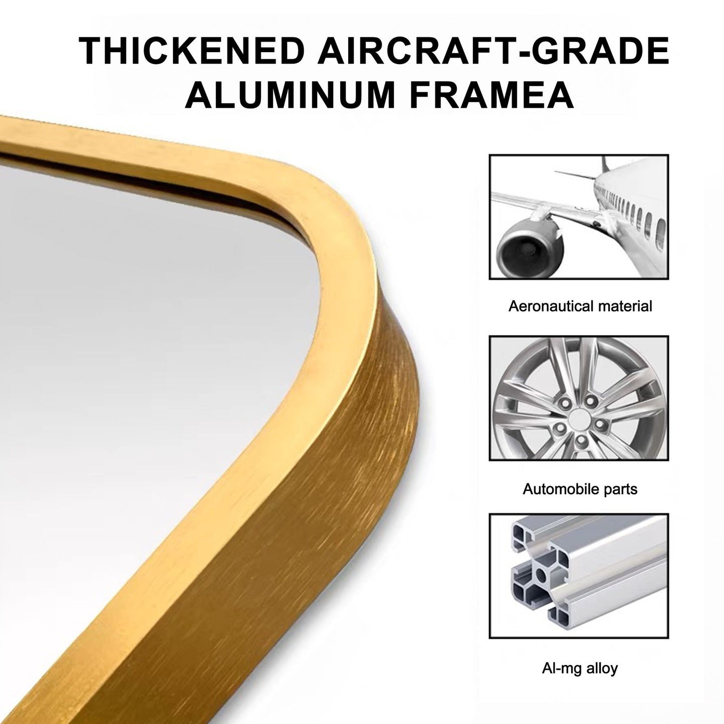 20*28 inch Mirror Hangs Horizontally or Vertically Gold Metal Framed Bathroom Mirror