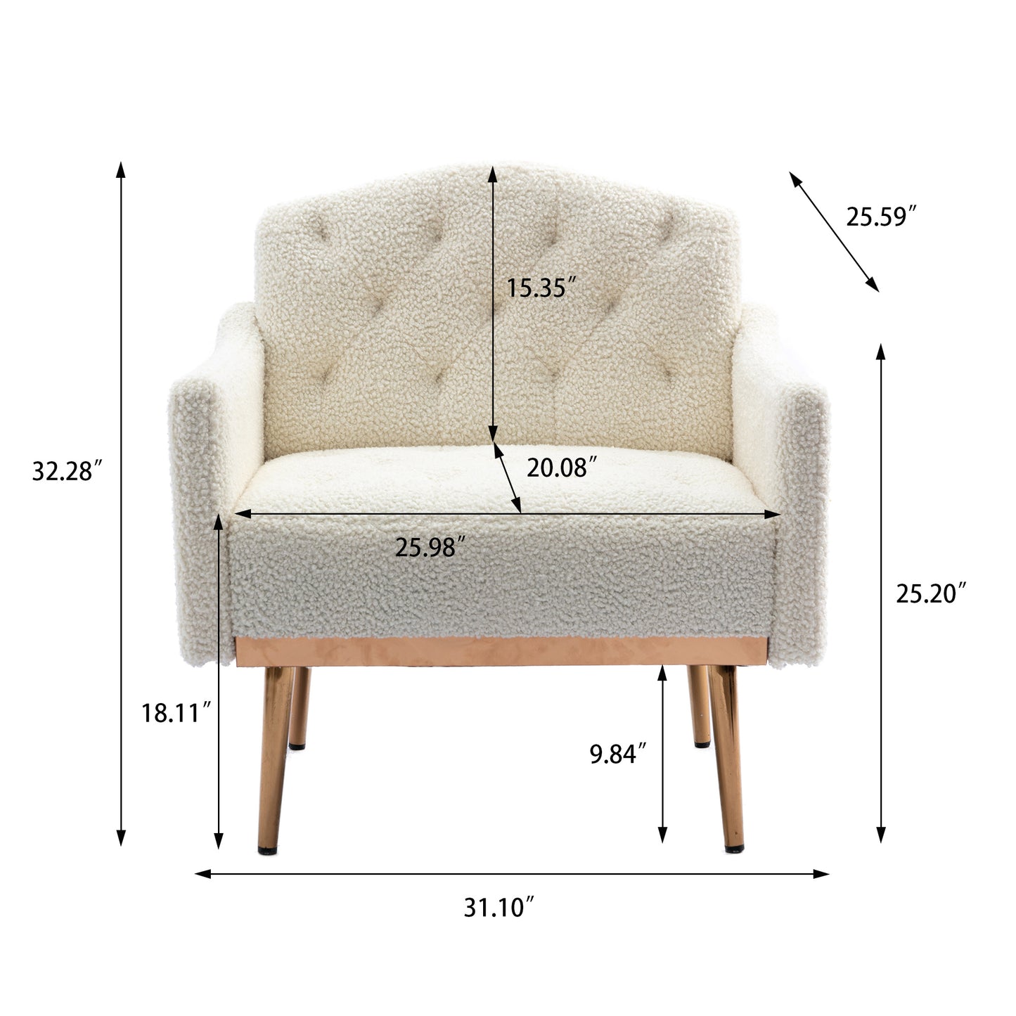Accent Chair ,leisure single sofa with Rose Golden feet