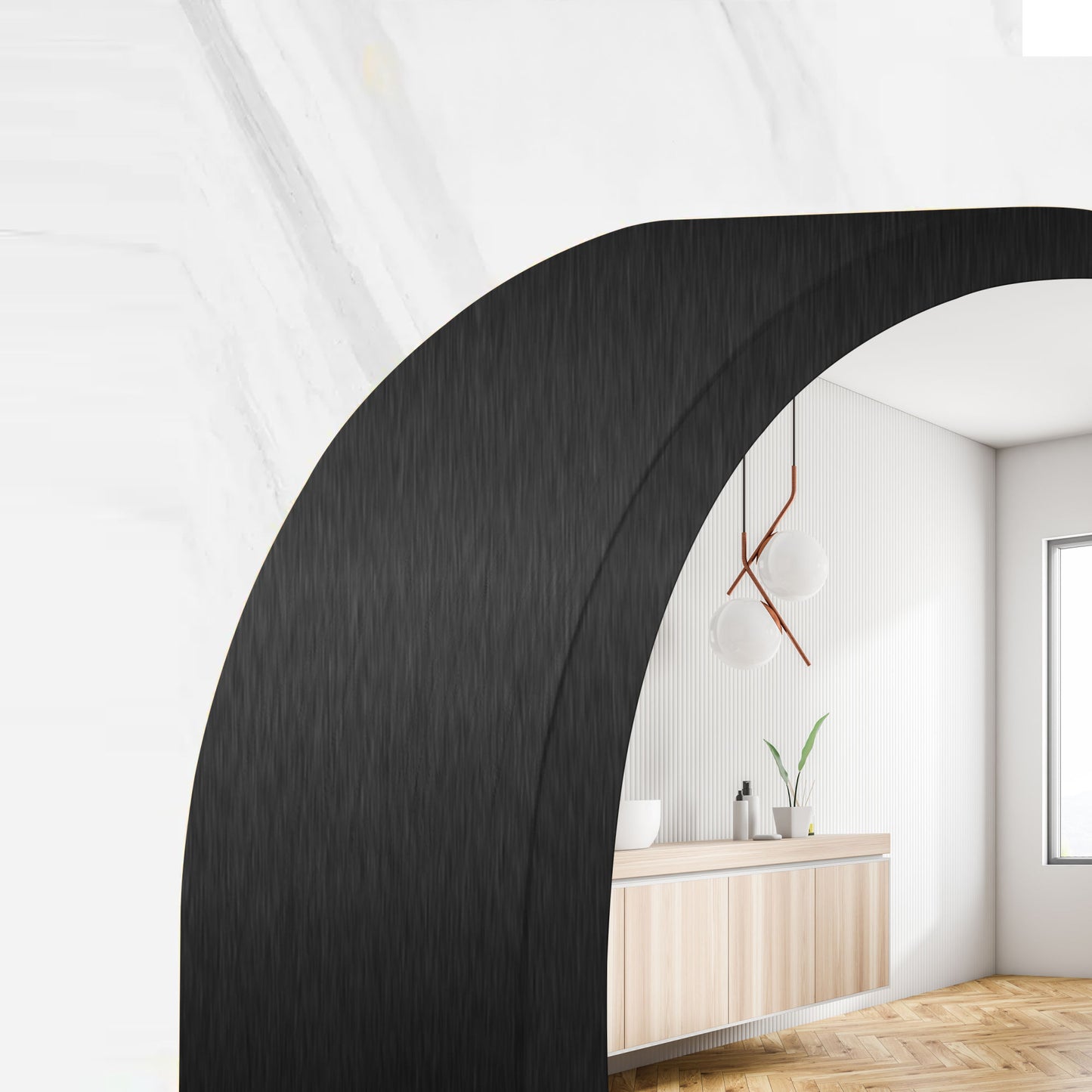 20*28inch Mirror Hangs Horizontally or Vertically Black Metal Framed Bathroom Mirror