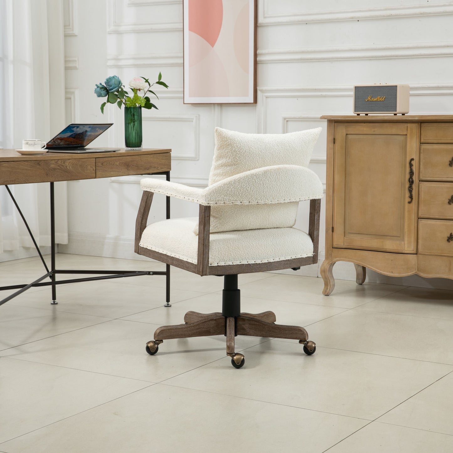 Computer Chair Office Chair Adjustable Swivel Chair Fabric Seat Home Study Chair