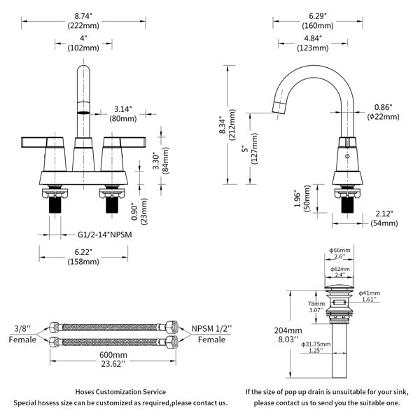AvaMalis A|M Aquae Brushed Nickel 2-Handle Bathroom Faucet