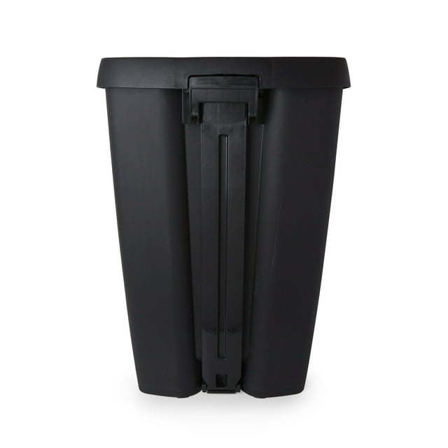 13 gal Brim Plastic Step Soft Close Lid Kitchen Trash Can, Black