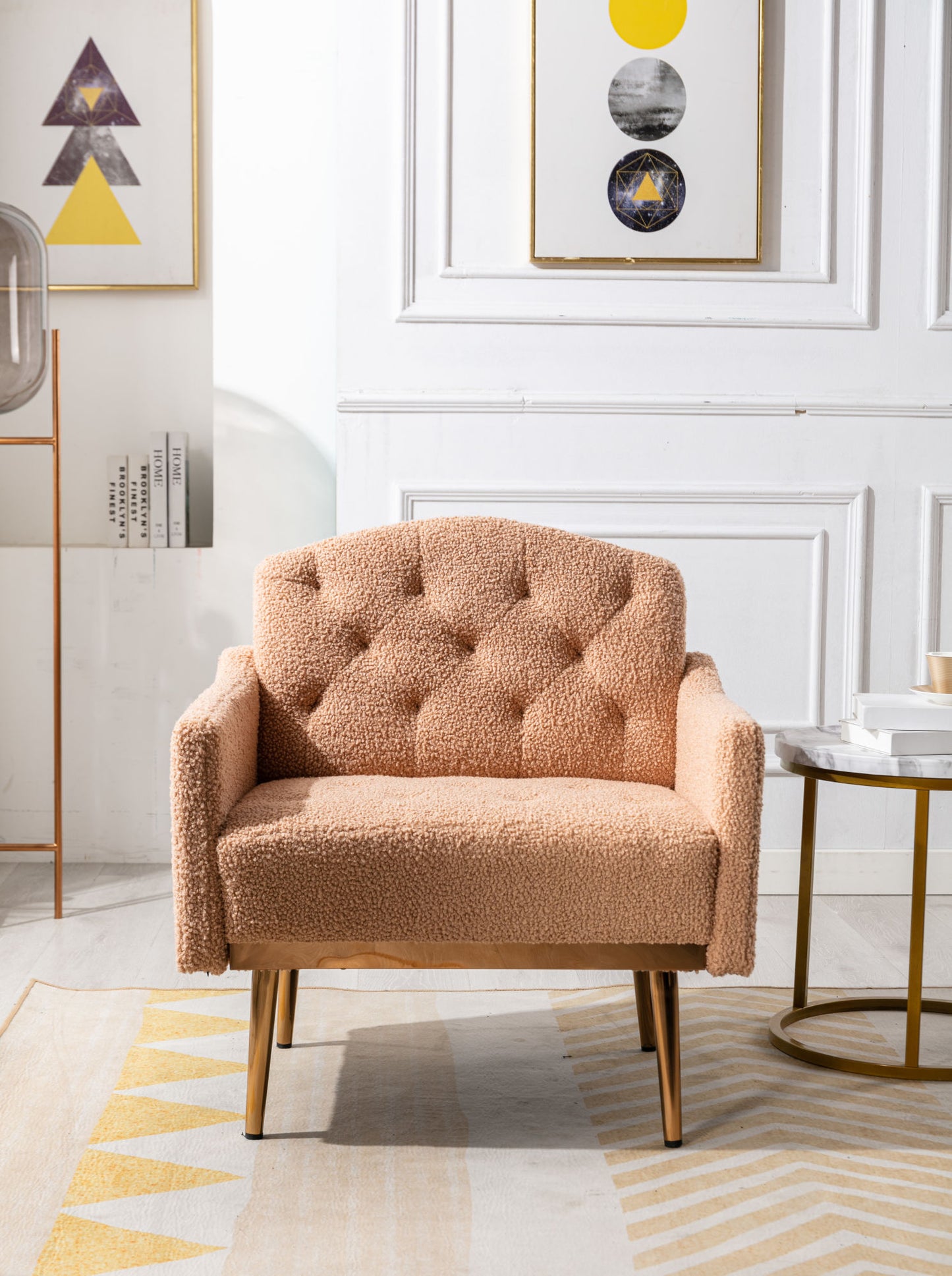 Accent Chair ,leisure single sofa with Rose Golden feet