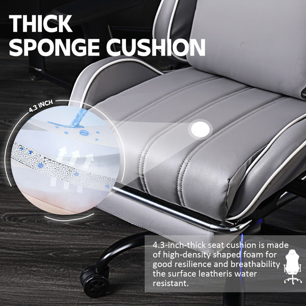 Ergonomic Gaming Chairs for Adults 400lb Big and Tall, Comfortable Computer Chair for Heavy People, Adjustable Lumbar Desk Office Chair with Footrest, Video Game Chairs (Light Gray)