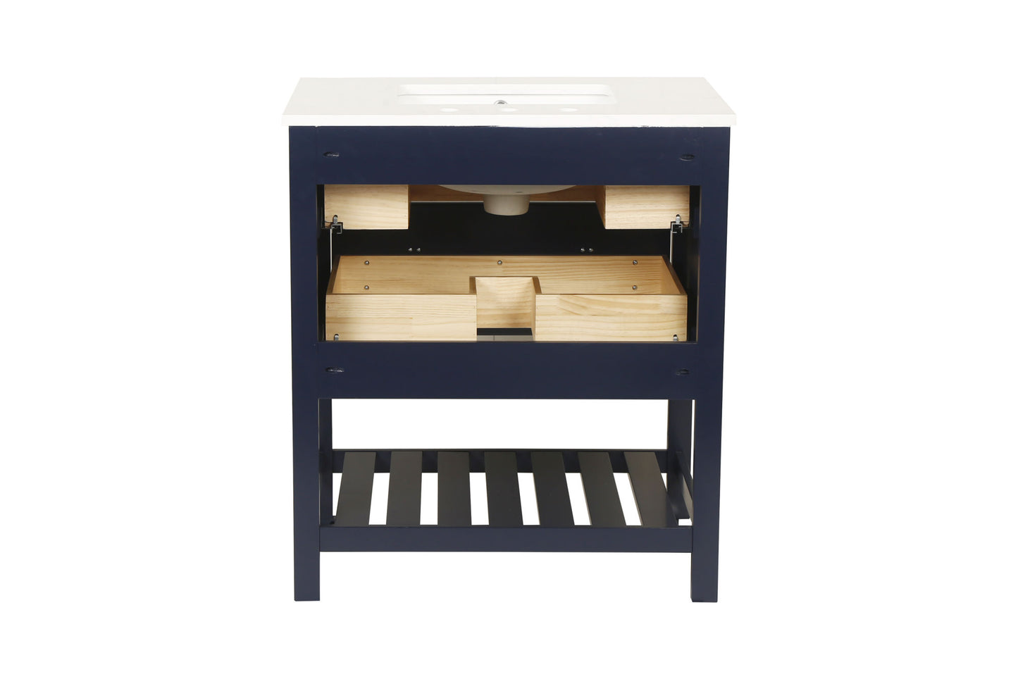 Vanity Sink Combo featuring a Marble Countertop, Bathroom Sink Cabinet, and Home Decor Bathroom Vanities - Fully Assembled Blue 30-inch Vanity with Sink 23V01-30NB