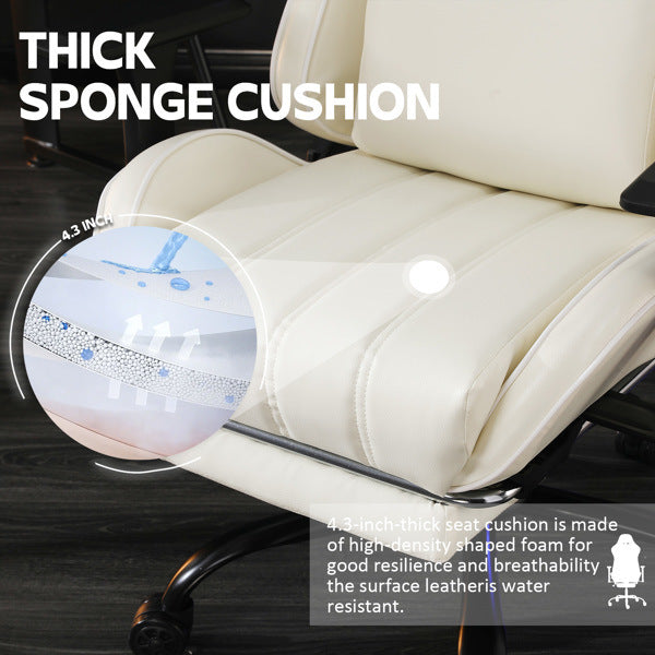 Ergonomic Gaming Chairs for Adults 400lb Big and Tall, Comfortable Computer Chair for Heavy People, Adjustable Lumbar Desk Office Chair with Footrest, Video Game Chairs (White)