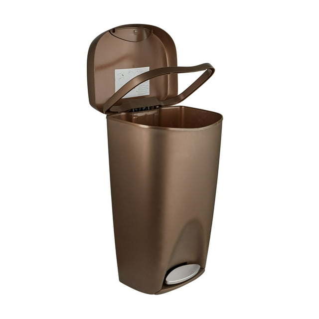 13 gal Brim Plastic Step Soft Close Lid Kitchen Trash Can, Black