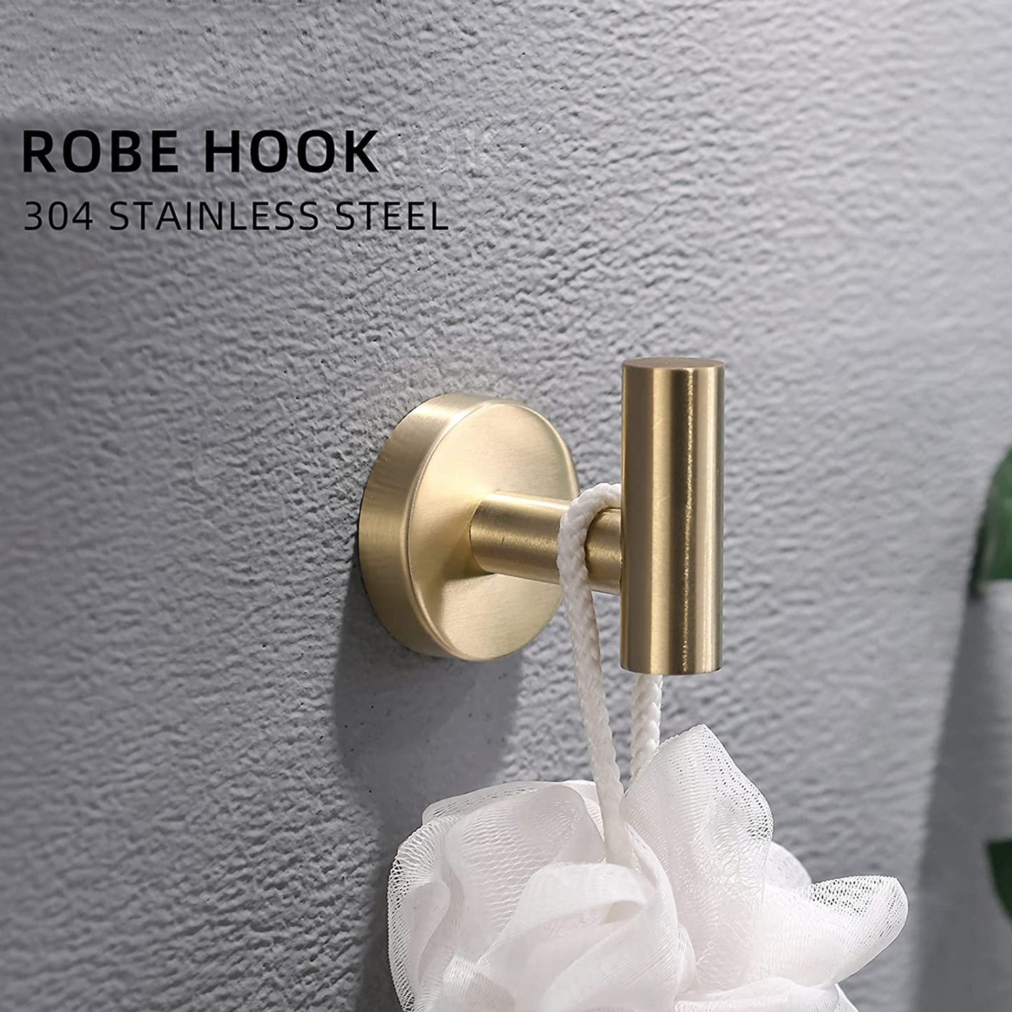 Wall Mounted Towel Rail, 4 Pieces Bathroom Accessories Set, Stainless Steel Toilet Roll Holder and Hooks