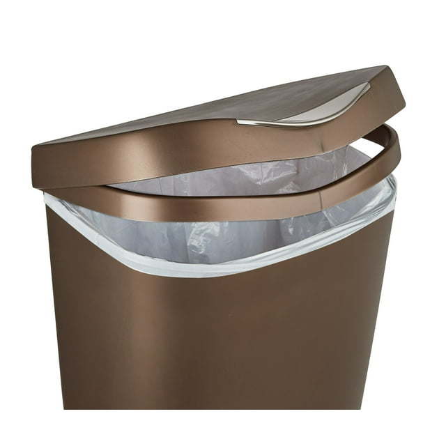 13 gal Brim Plastic Step Soft Close Lid Kitchen Trash Can, Black