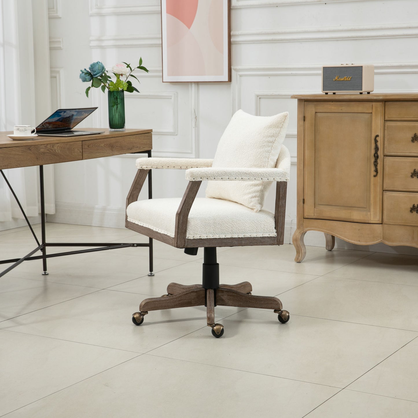 Computer Chair Office Chair Adjustable Swivel Chair Fabric Seat Home Study Chair