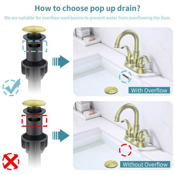 AvaMalis A|M Aquae Bathroom Faucet 2-Handle Brushed Champaign Gold
