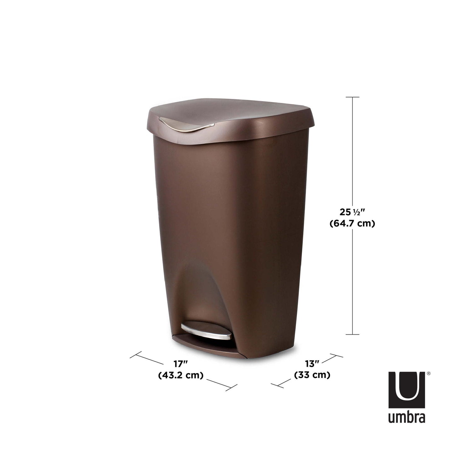 13 gal Brim Plastic Step Soft Close Lid Kitchen Trash Can, Black