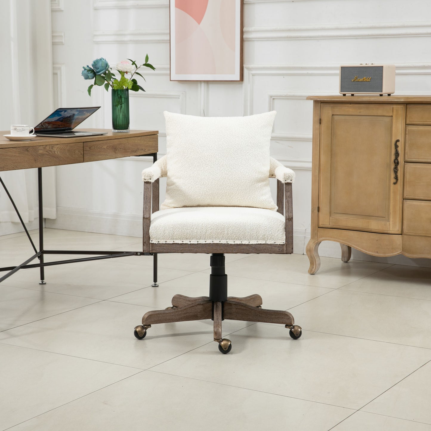Computer Chair Office Chair Adjustable Swivel Chair Fabric Seat Home Study Chair