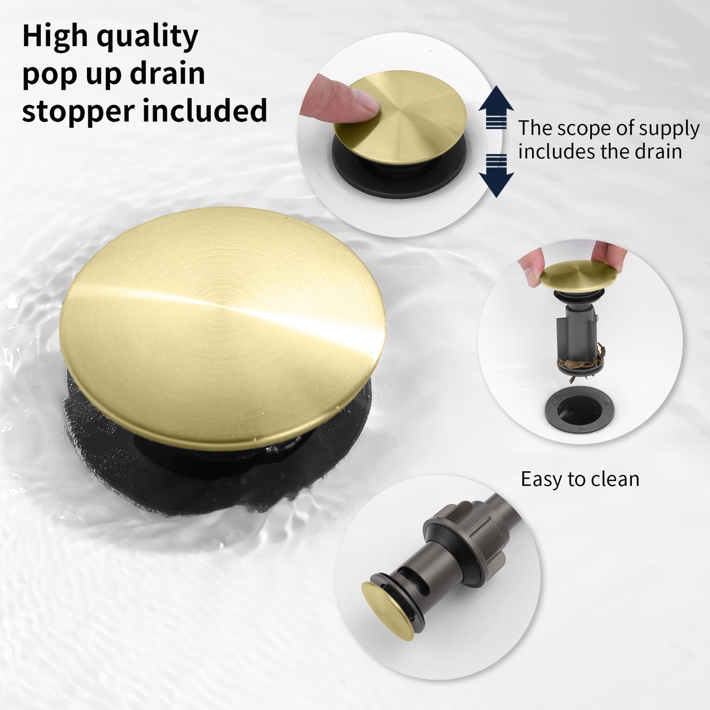 AvaMalis A|M Aquae 2-Handle 8 inch Widespread Bathroom Sink Faucet Brushed Gold Lavatory Faucet 3 Hole 360° Swivel Spout Vanity Sink Basin Faucets 3007B-NA