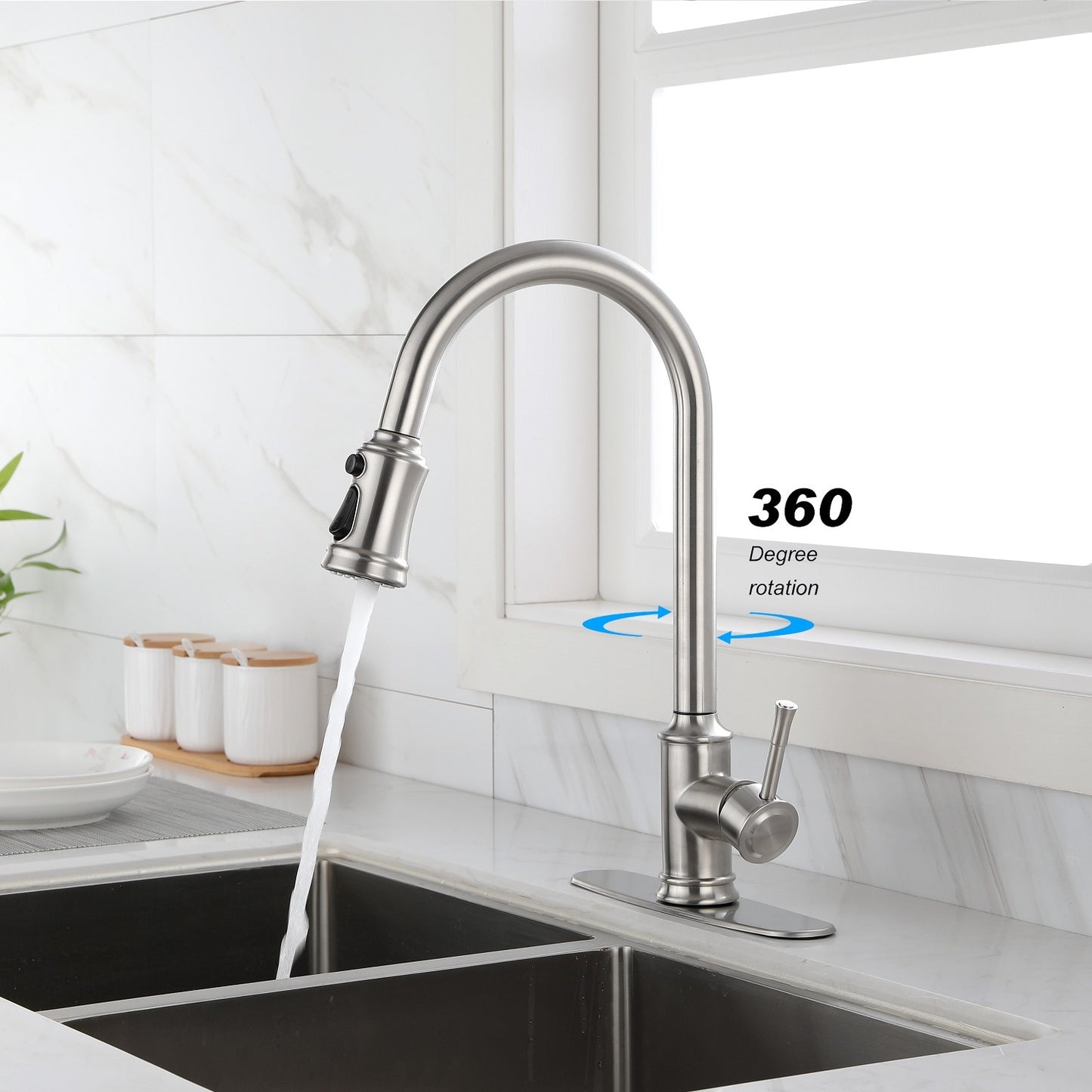 Touch Kitchen Faucet with Pull Down Sprayer,Single Handle High Arc Pull out Kitchen Faucet,Single Level Stainless Steel Kitchen Sink Faucets with Pull down Sprayer