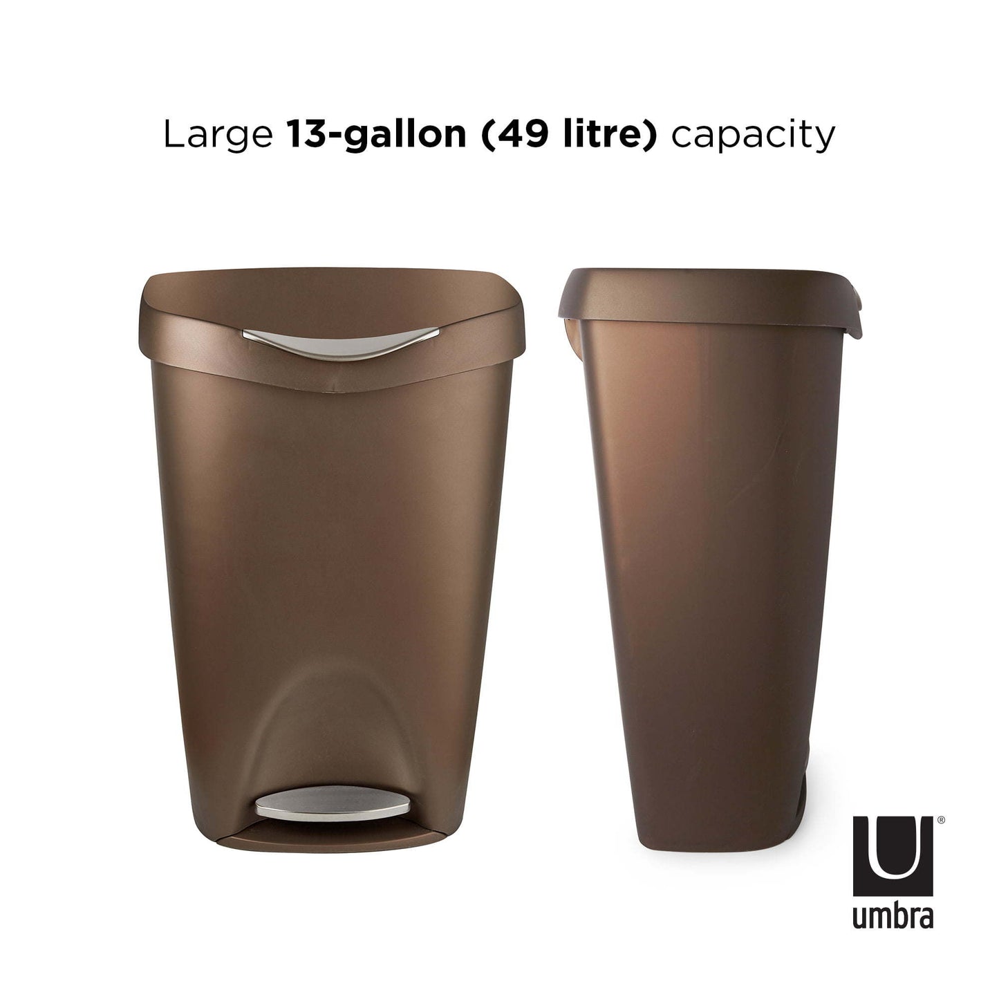 13 gal Brim Plastic Step Soft Close Lid Kitchen Trash Can, Black