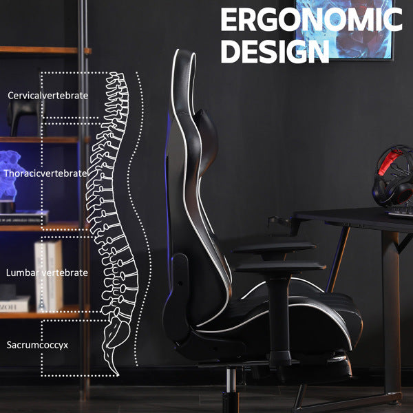 Ergonomic Gaming Chairs for Adults 400lb Big and Tall, Comfortable Computer Chair for Heavy People, Adjustable Lumbar Desk Office Chair with Footrest, Video Game Chairs (Black)