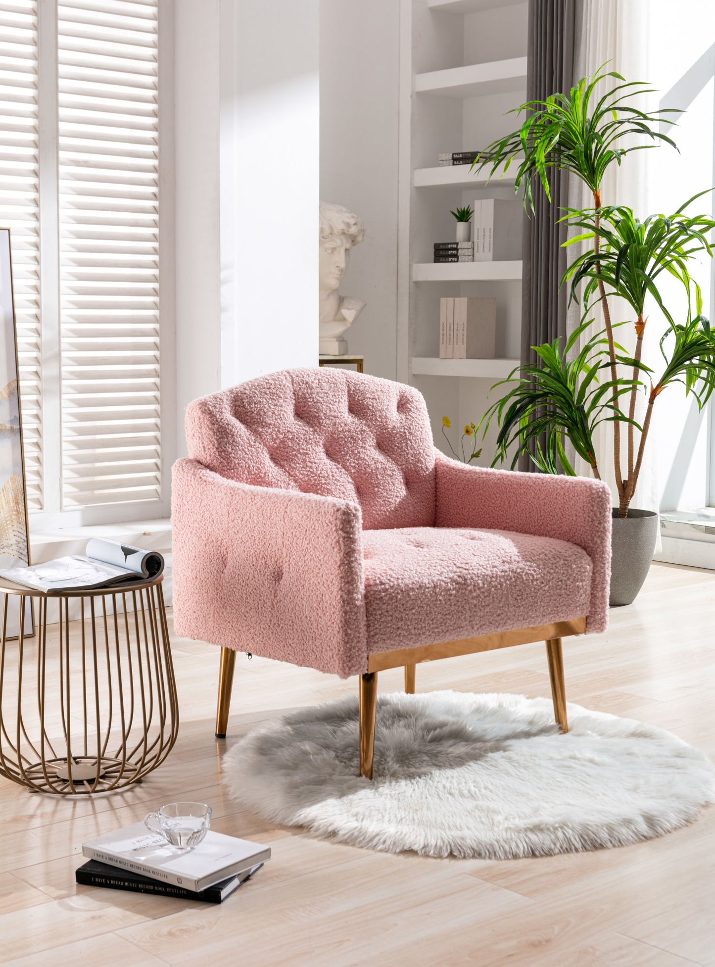Accent Chair ,leisure single sofa with Rose Golden feet