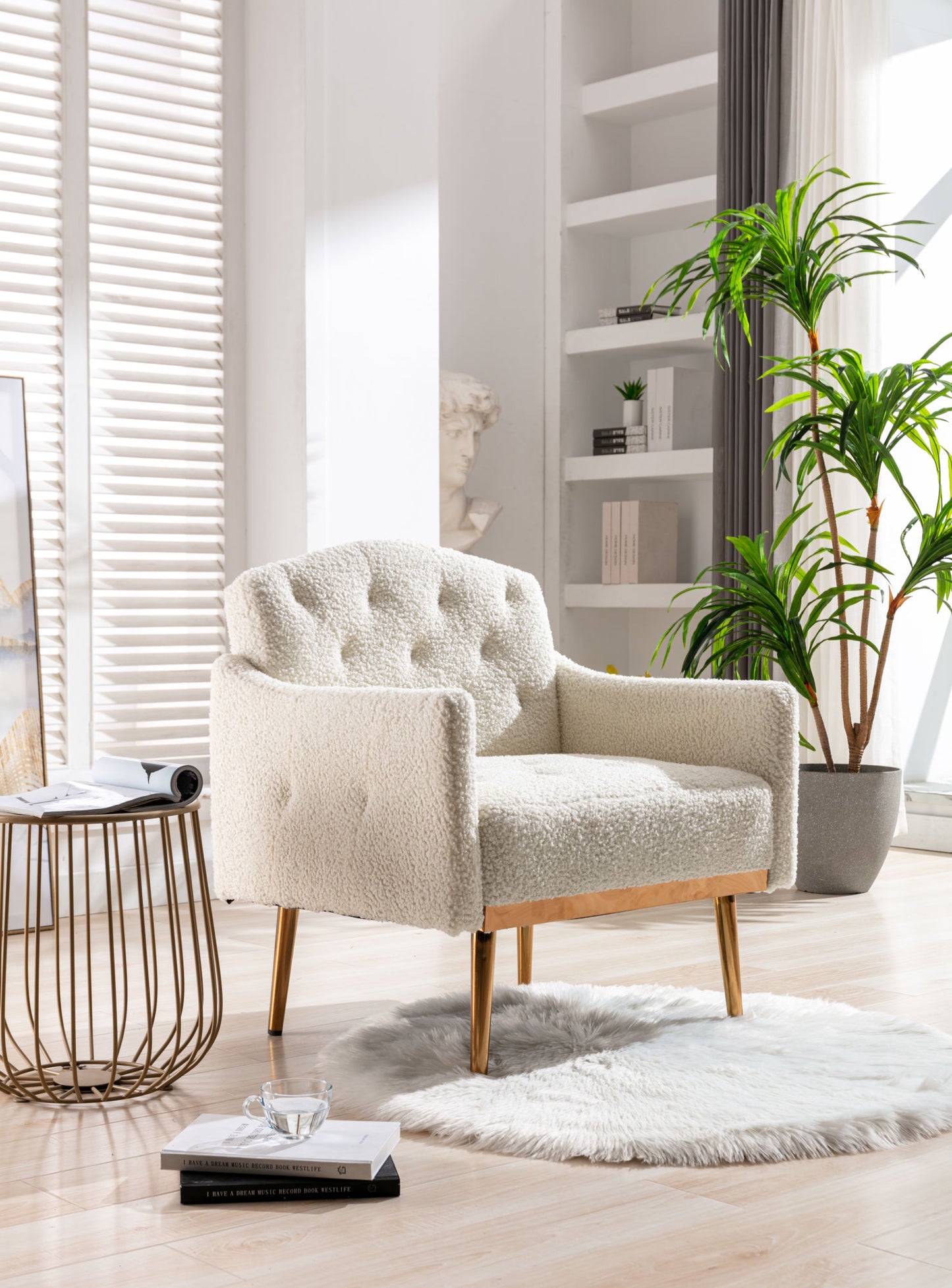 Accent Chair ,leisure single sofa with Rose Golden feet