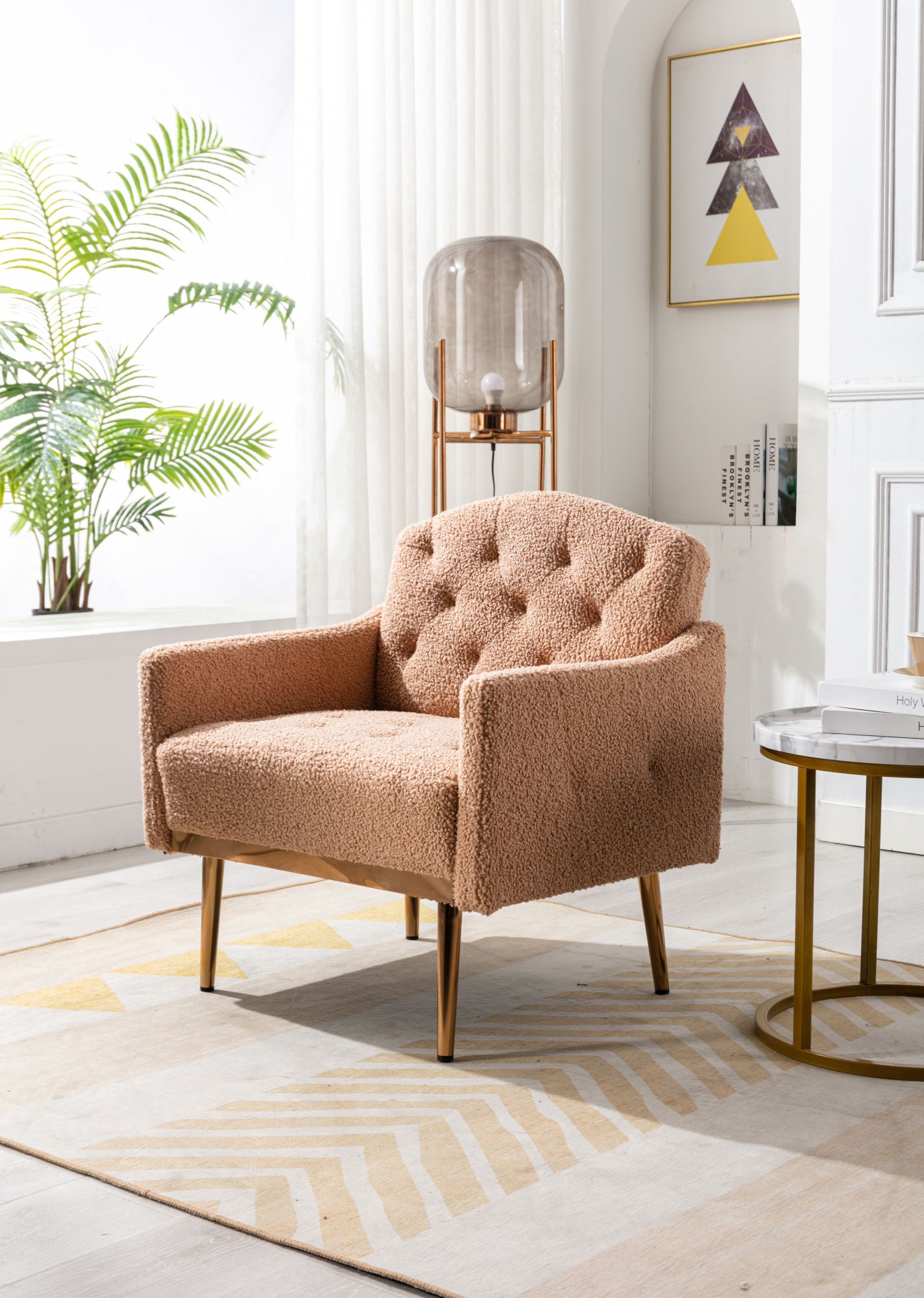 Accent Chair ,leisure single sofa with Rose Golden feet