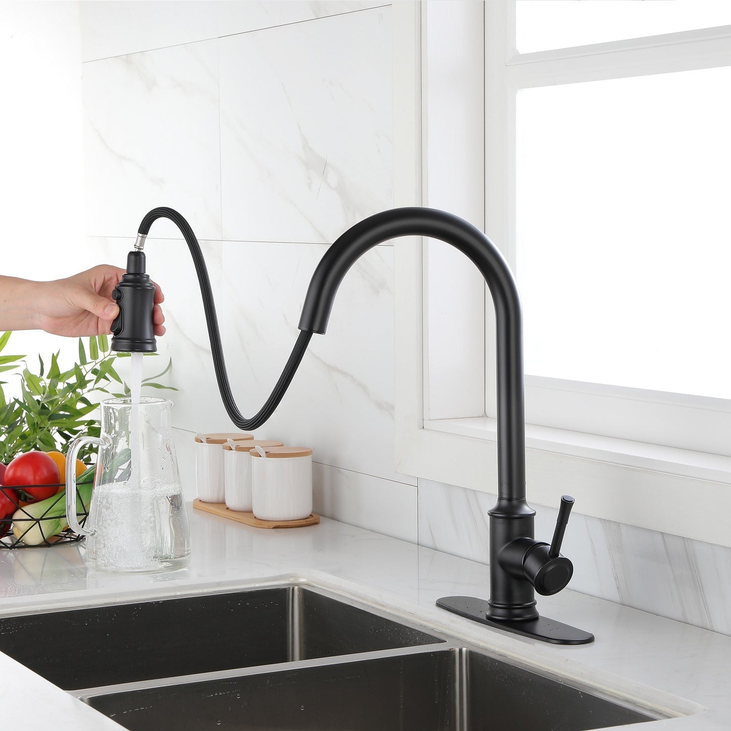 Touch Kitchen Faucet with Pull Down Sprayer,Single Handle High Arc Pull out Kitchen Faucet,Single Level Stainless Steel Kitchen Sink Faucets with Pull down Sprayer