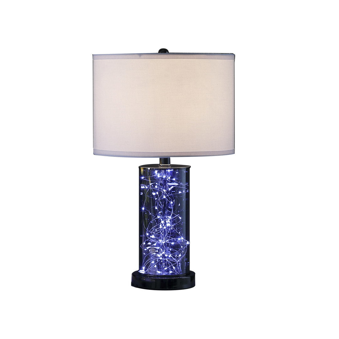 21.25" In Cynx Led Night Light Mid-Century Glass Black Chrome Table Lamp