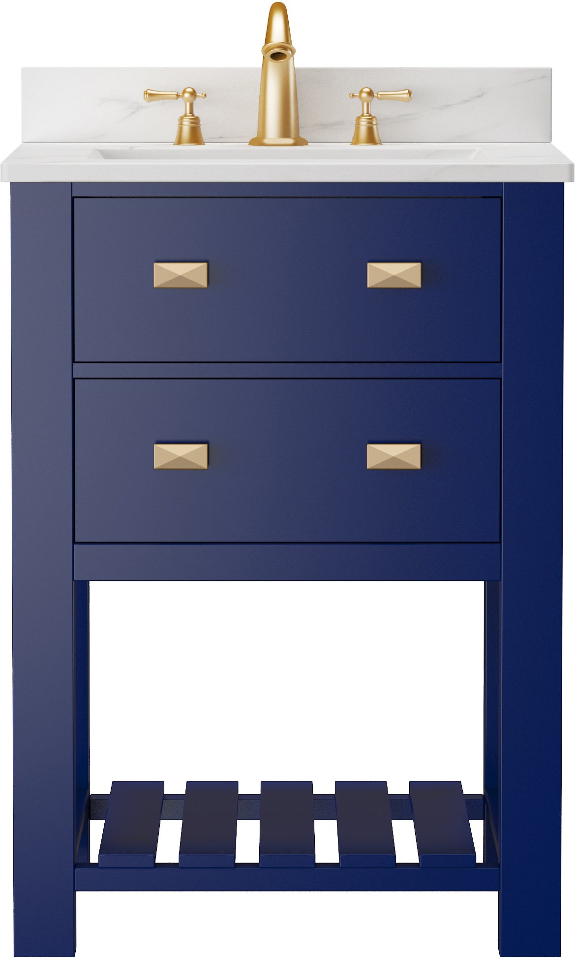 Vanity Sink Combo featuring a Marble Countertop, Bathroom Sink Cabinet, and Home Decor Bathroom Vanities - Fully Assembled Blue 24-inch Vanity with Sink 23V01-24NB