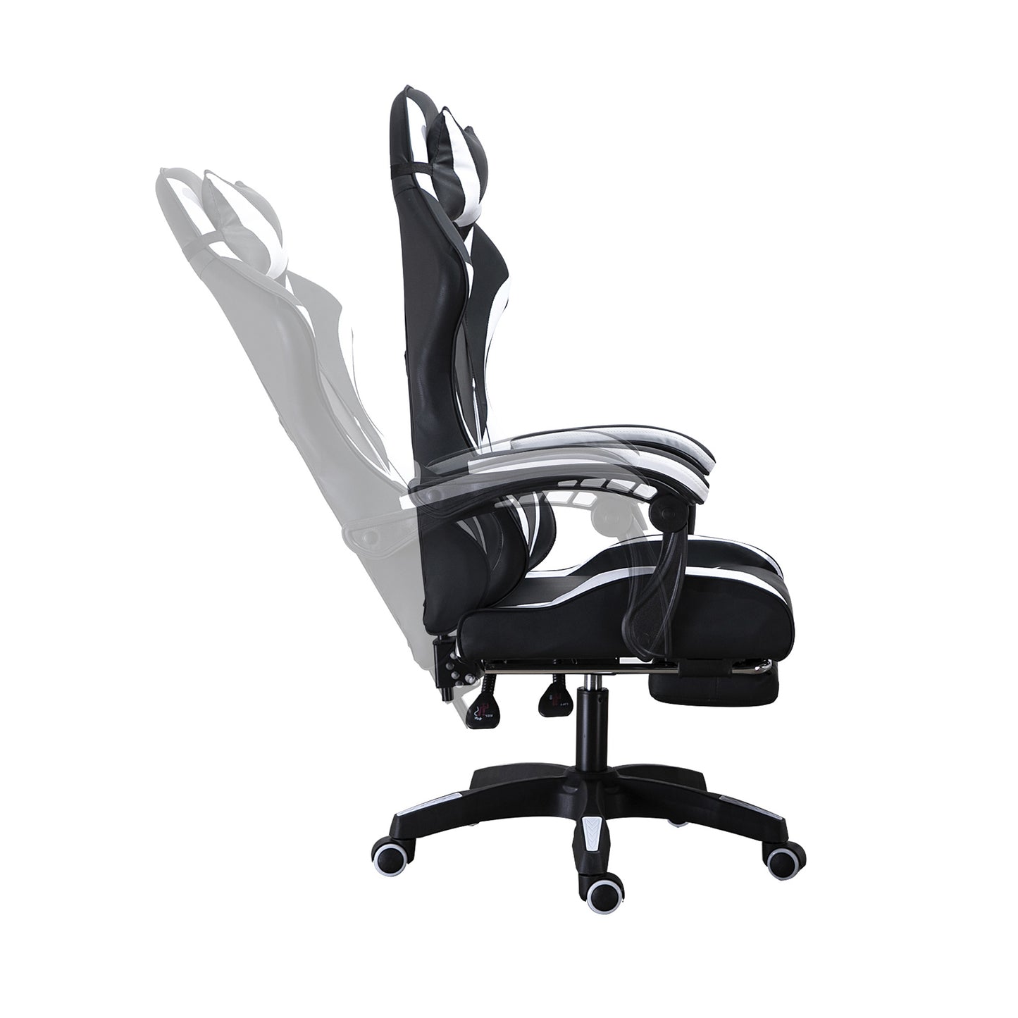 PU gaming chair, swivel recliner with adjustable backrest and seat height, high back gaming chair with footrest, office chair with 360° swivel, suitable for office or gaming