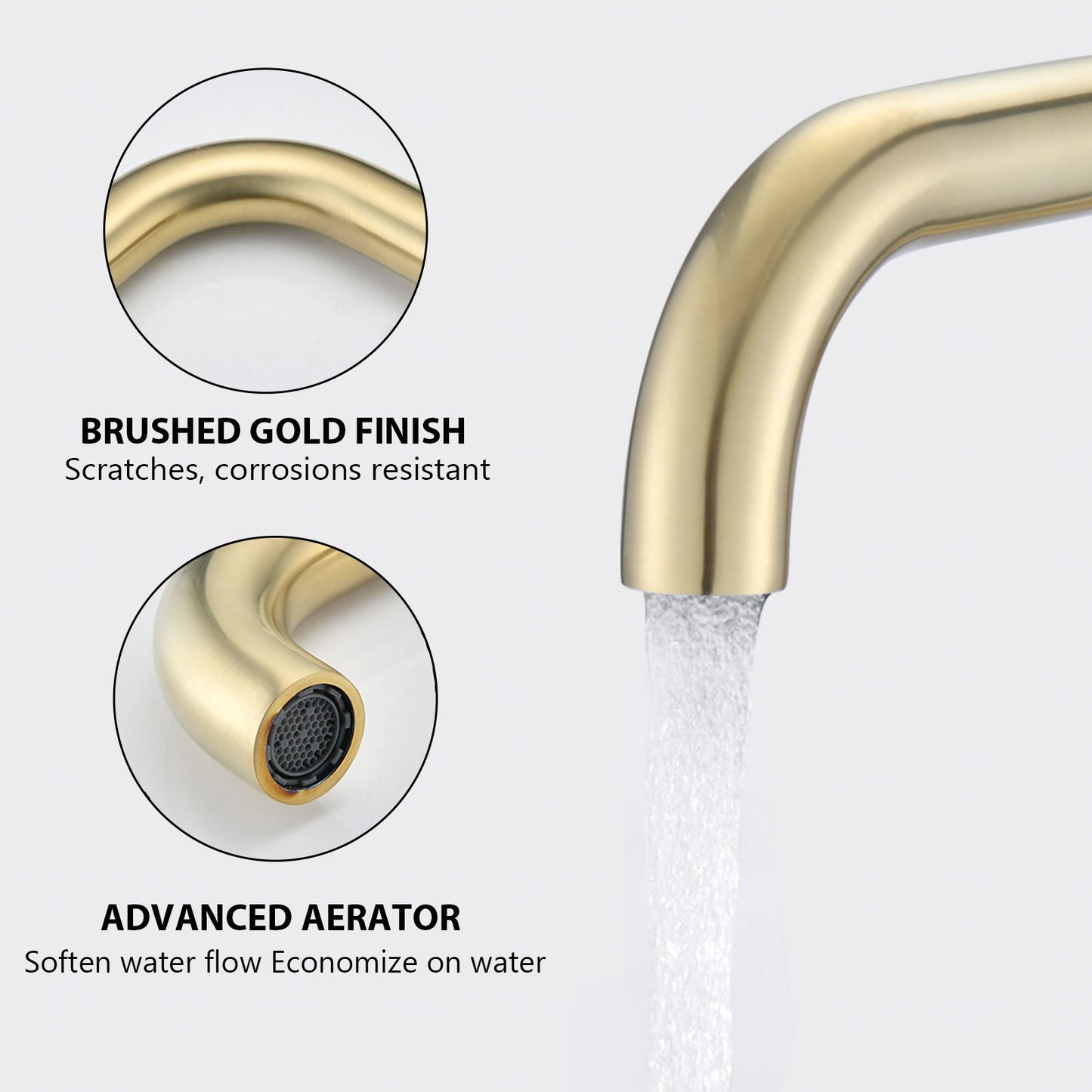 AvaMalis A|M Aquae Widespread Bathroom Faucet 3 Hole 2 Handle Vanity Sink Faucet, Brushed Golden