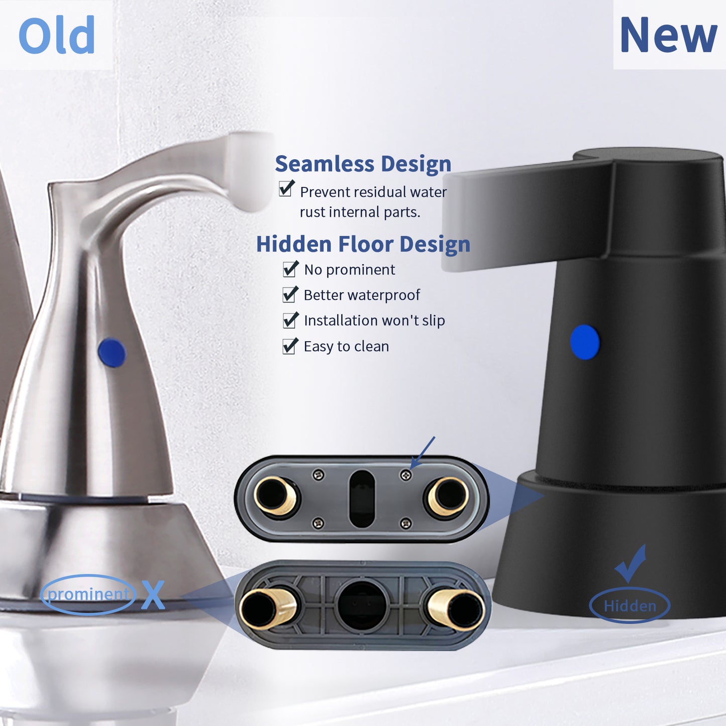 AvaMalis A|M Aquae Matt Black 2-Handle Bathroom Sink Faucet 360 Degree High Arc Swivel Spout