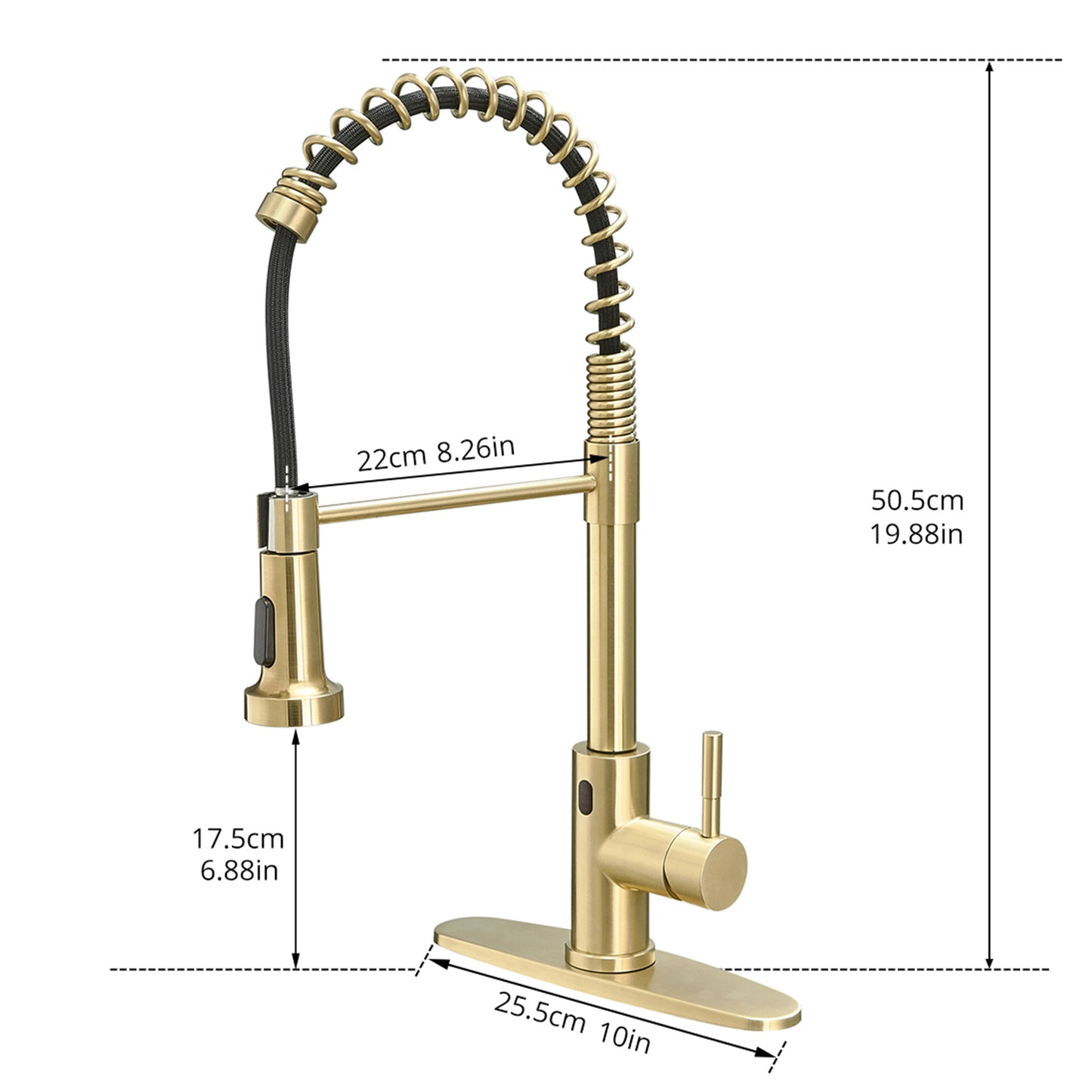 Single-Handle Touchless Sensor Gooseneck Pull-Down Sprayer Kitchen Faucet