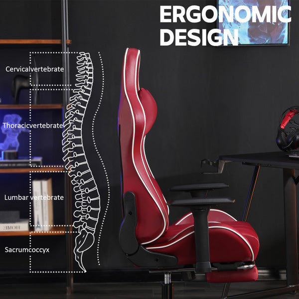 Ergonomic Gaming Chairs for Adults 400lb Big and Tall, Comfortable Computer Chair for Heavy People, Adjustable Lumbar Desk Office Chair with Footrest, Video Game Chairs (burgundy)