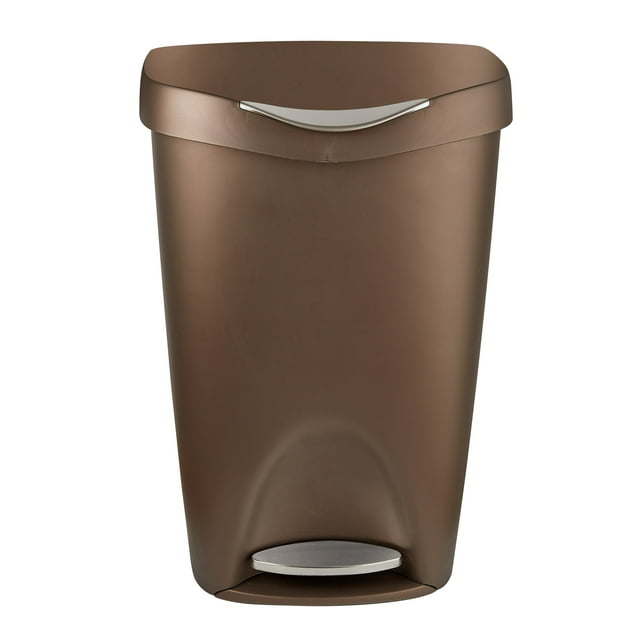 13 gal Brim Plastic Step Soft Close Lid Kitchen Trash Can, Black