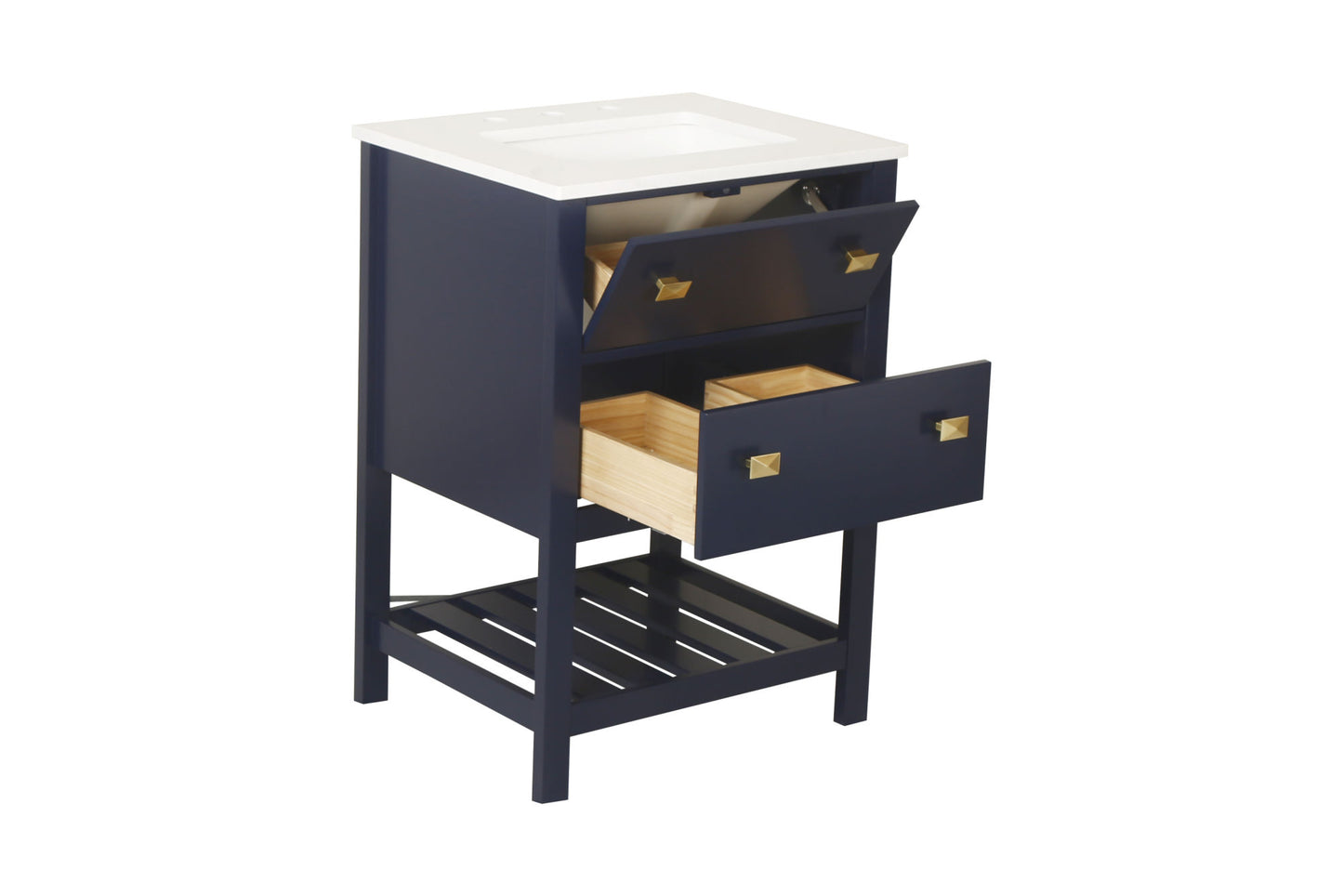 Vanity Sink Combo featuring a Marble Countertop, Bathroom Sink Cabinet, and Home Decor Bathroom Vanities - Fully Assembled Blue 24-inch Vanity with Sink 23V01-24NB