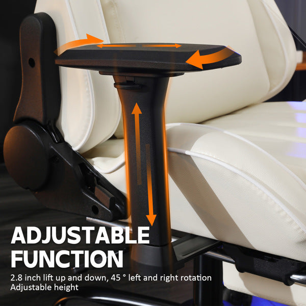 Ergonomic Gaming Chairs for Adults 400lb Big and Tall, Comfortable Computer Chair for Heavy People, Adjustable Lumbar Desk Office Chair with Footrest, Video Game Chairs (White)