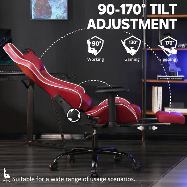 Ergonomic Gaming Chairs for Adults 400lb Big and Tall, Comfortable Computer Chair for Heavy People, Adjustable Lumbar Desk Office Chair with Footrest, Video Game Chairs (burgundy)