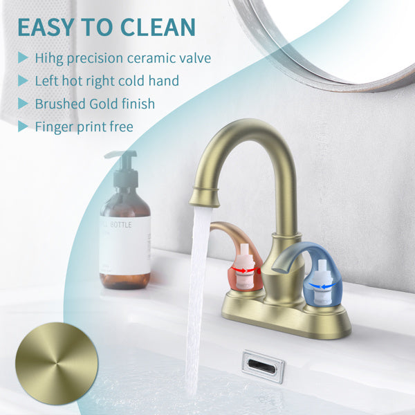 AvaMalis A|M Aquae Bathroom Faucet 2-Handle Brushed Champaign Gold