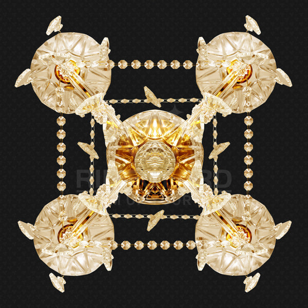 K9 Crystal Chandeliers Lighting 4 Lights Crystal Ceiling Lamp Home Decoration Gold