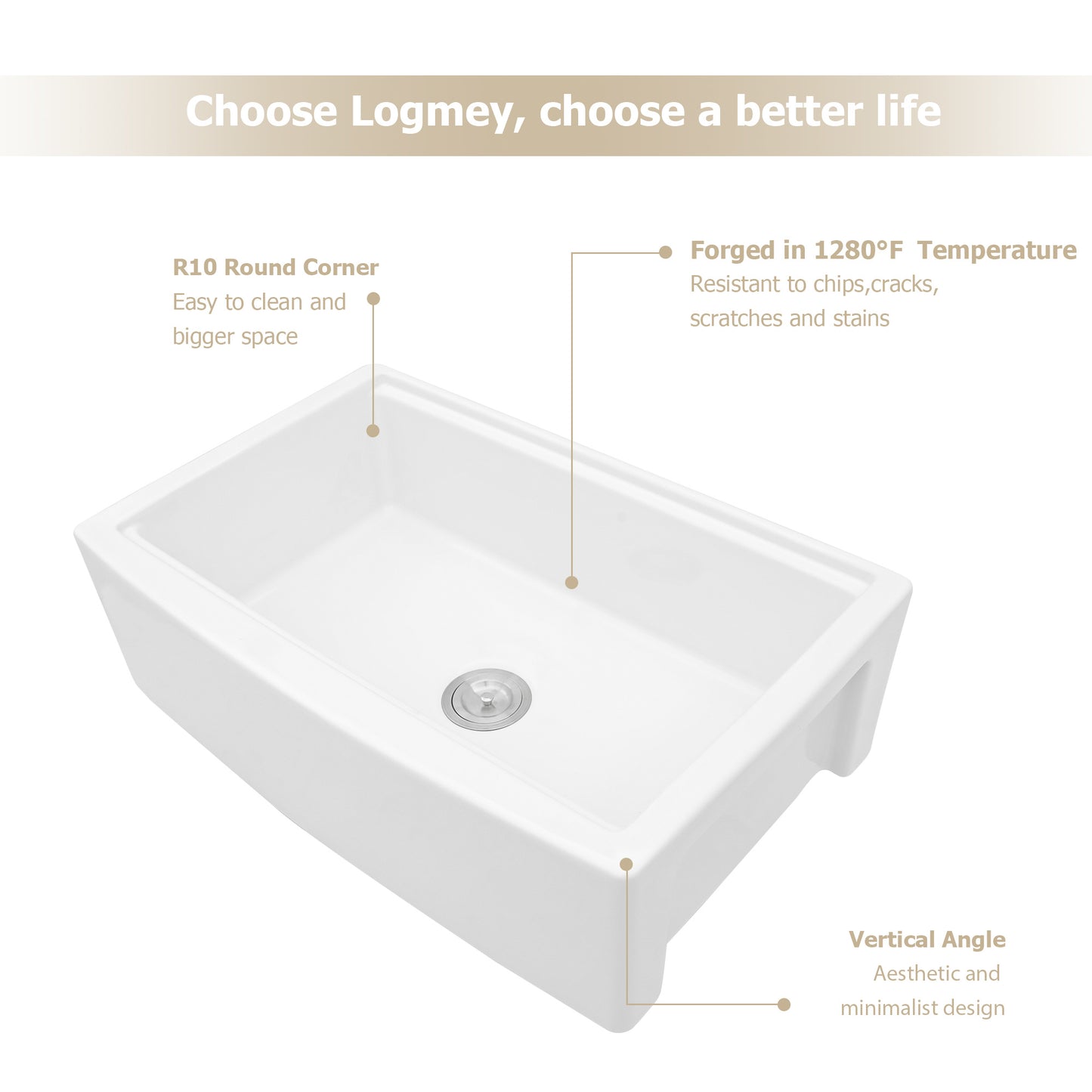 Farmhouse Apron Ceramic Kitchen Sink,Kitchen Sink Double Sink with Strainer