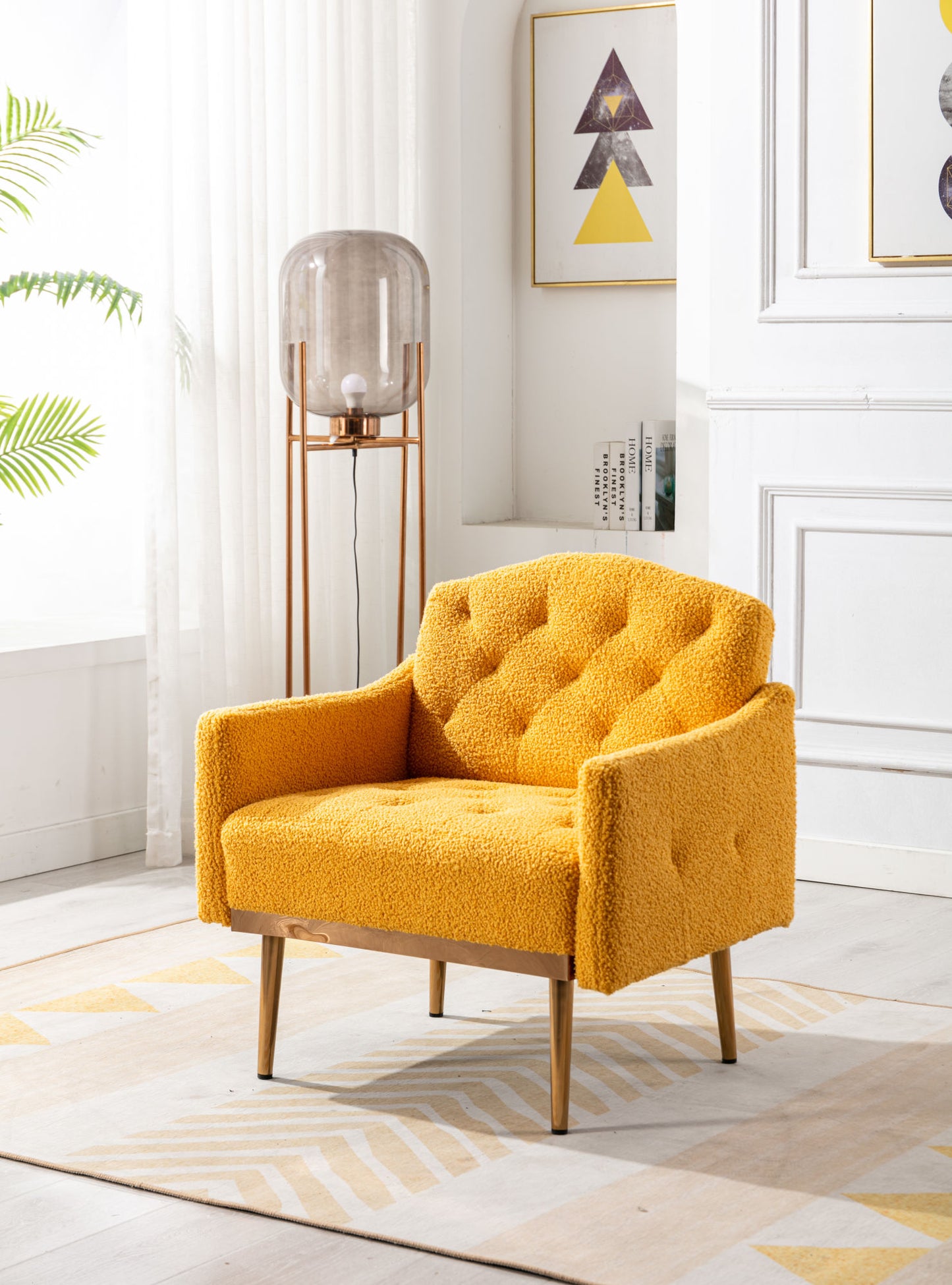 Accent Chair ,leisure single sofa with Rose Golden feet