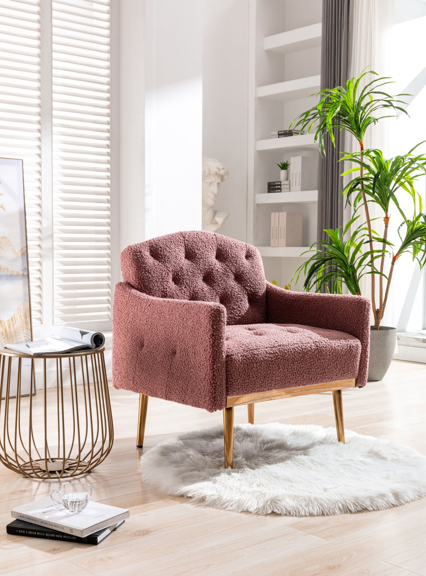 Accent Chair ,leisure single sofa with Rose Golden feet