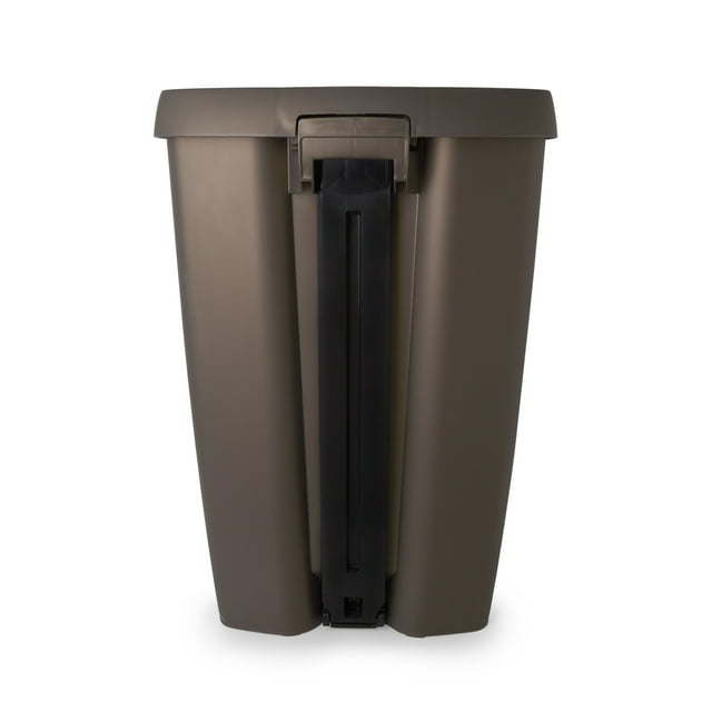 13 gal Brim Plastic Step Soft Close Lid Kitchen Trash Can, Black