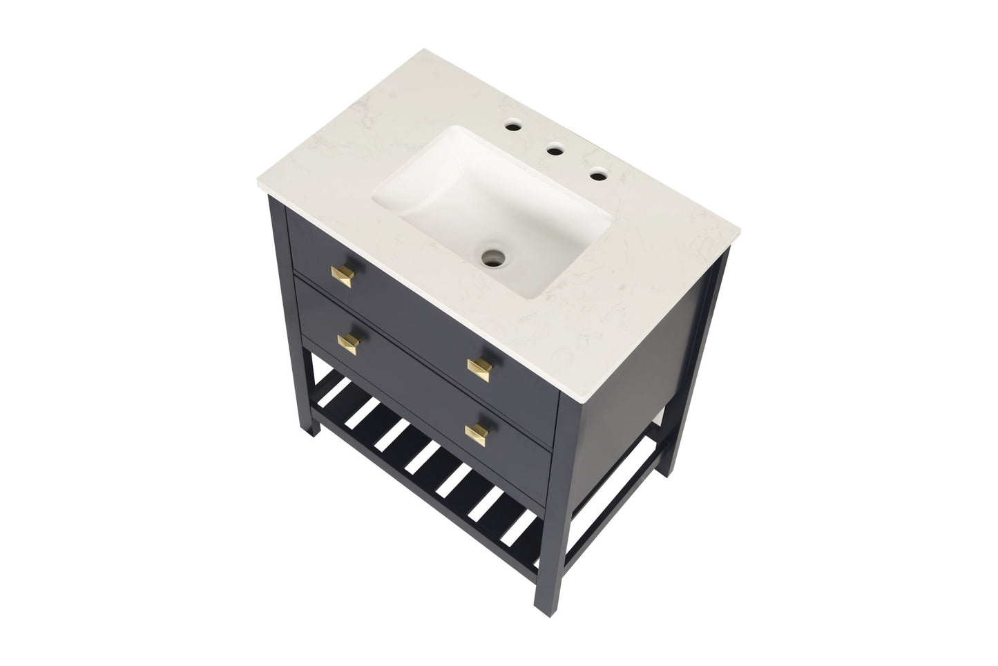 Vanity Sink Combo featuring a Marble Countertop, Bathroom Sink Cabinet, and Home Decor Bathroom Vanities - Fully Assembled Blue 30-inch Vanity with Sink 23V01-30NB