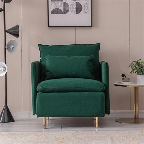 Modern fabric accent armchair,upholstered single sofa chair,Emerald Cotton Linen-30.7''