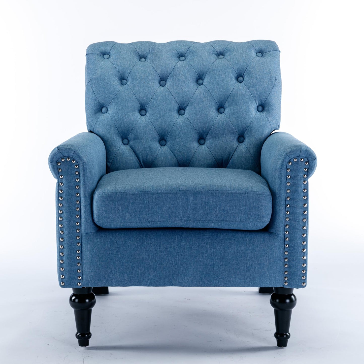 Bedroom, Living room Mid-century modern accent armchair, Linen comfort reading chair, Tufted comfort sofa, Upholstered single sofa