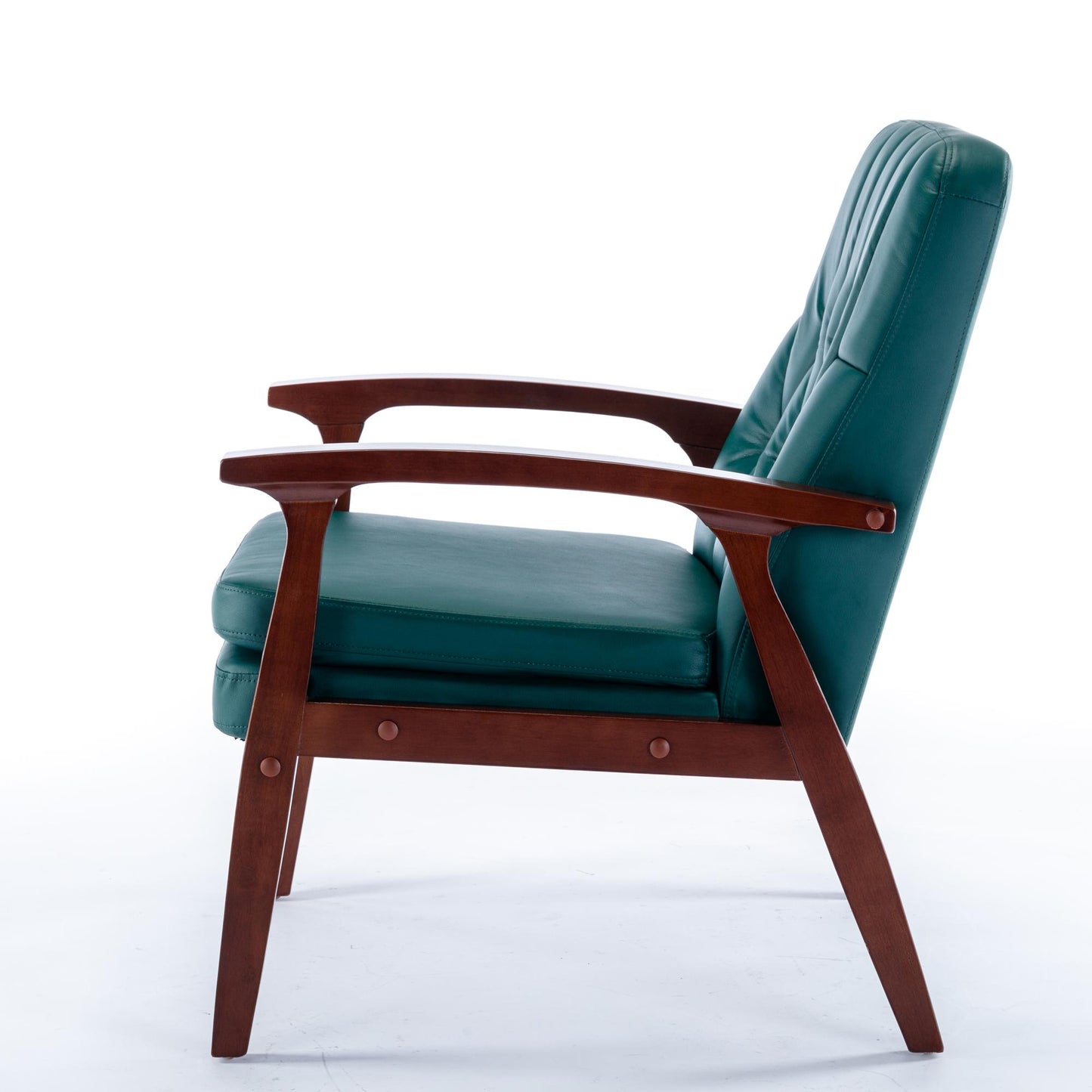 Mid Century Single Armchair Sofa Accent Chair Retro Modern Solid Wood Armrest Accent Chair, Fabric Upholstered Wooden Lounge Chair