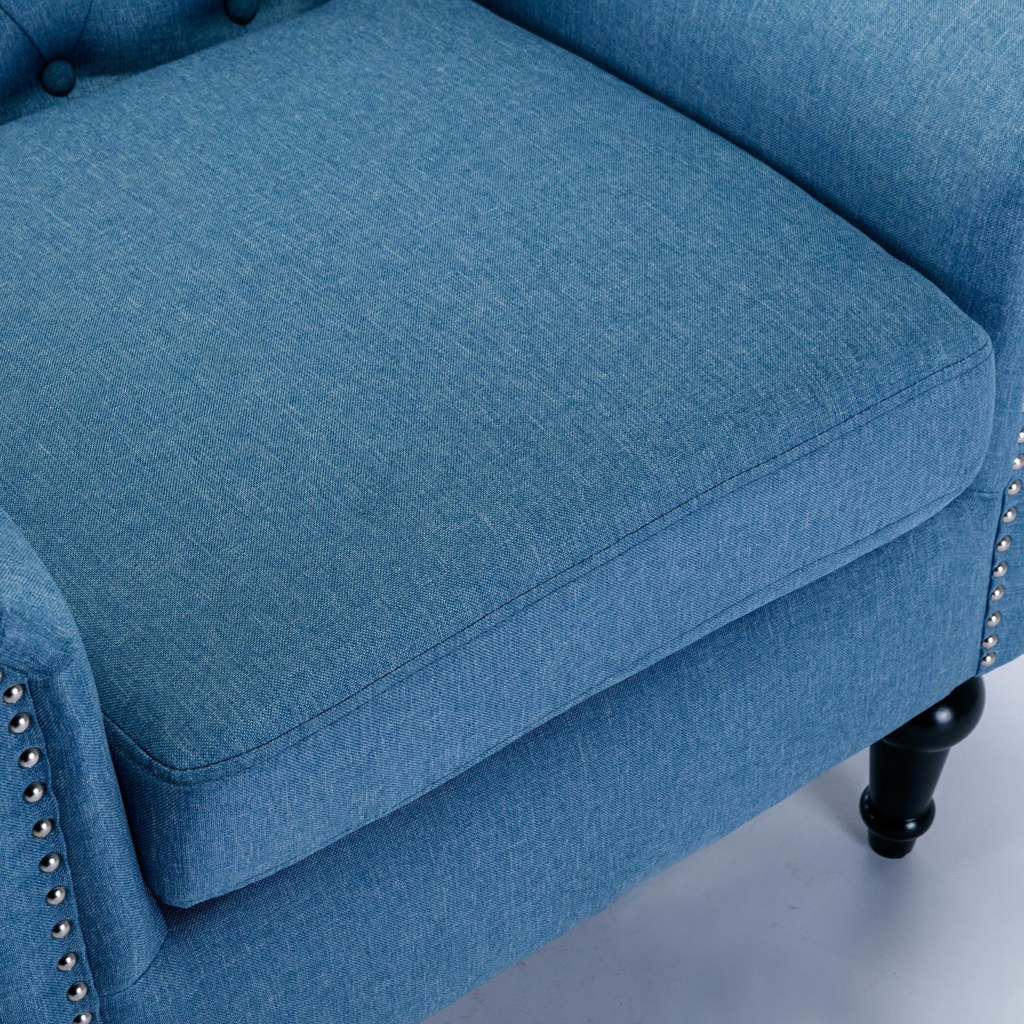 Bedroom, Living room Mid-century modern accent armchair, Linen comfort reading chair, Tufted comfort sofa, Upholstered single sofa