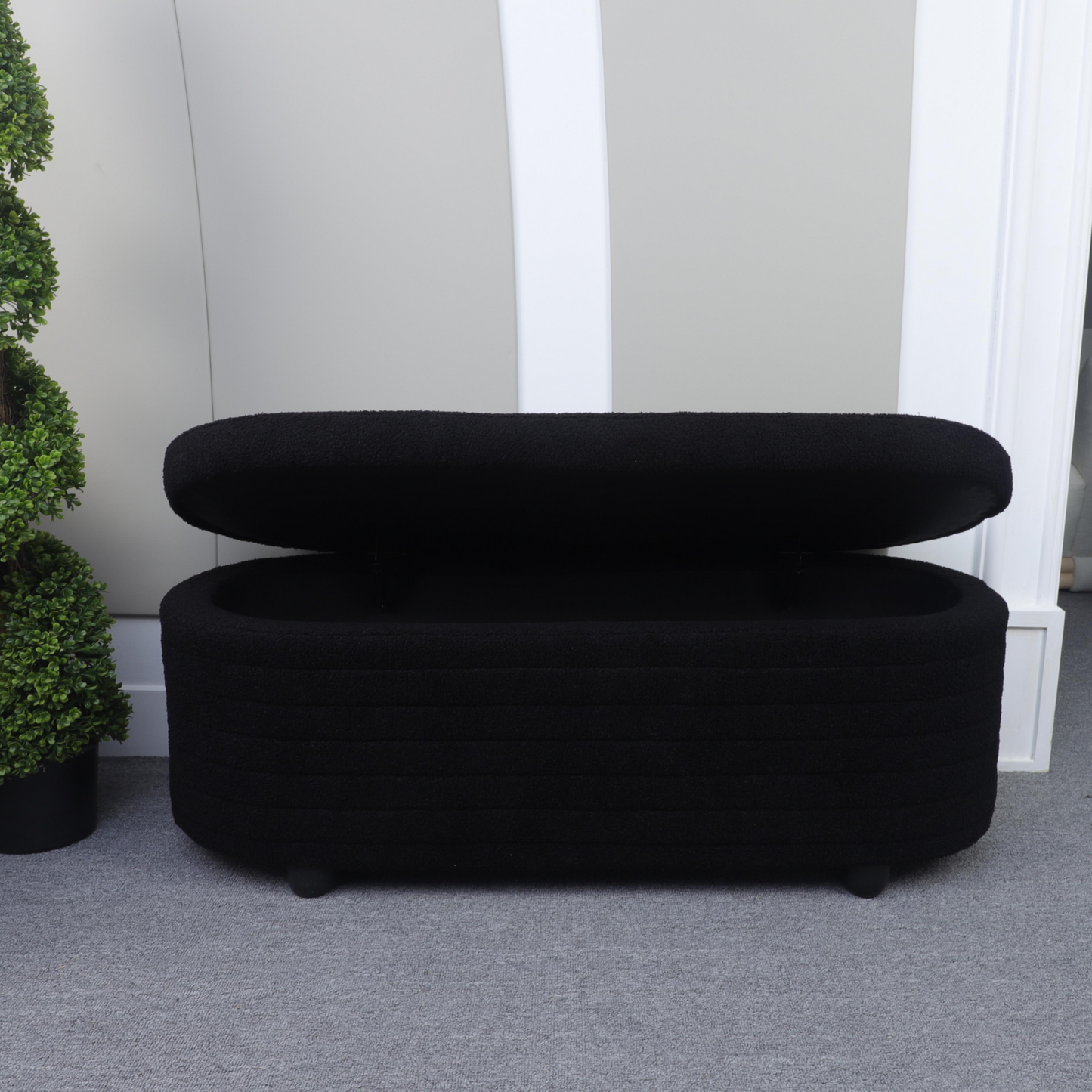 Teddy Storage Ottoman Bench for Bedroom End of Bed Stool with Safety Hinge for Living Room, Entryway