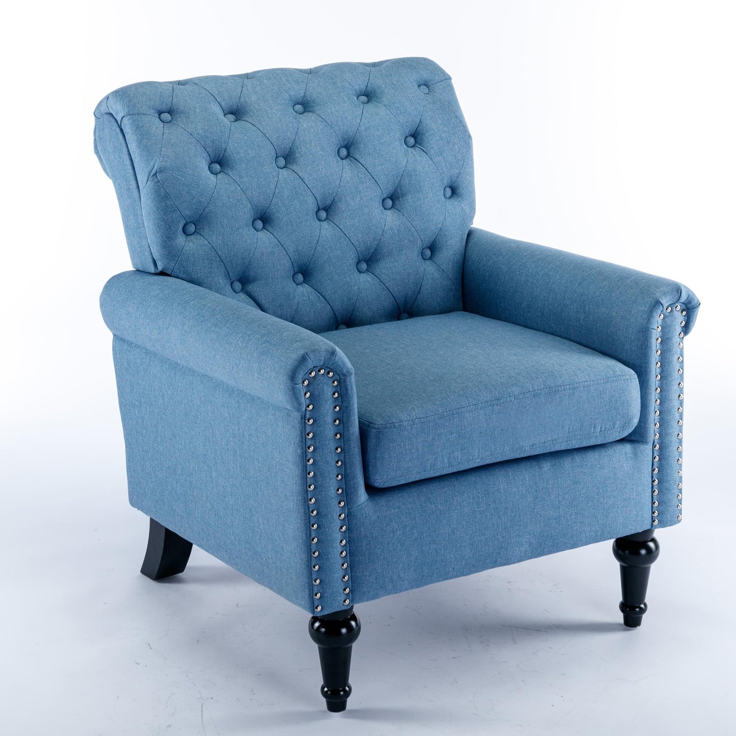 Bedroom, Living room Mid-century modern accent armchair, Linen comfort reading chair, Tufted comfort sofa, Upholstered single sofa